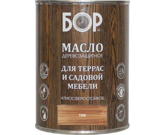 Деревозащитное масло для террас и садовой мебели Бор тик, банка 0,64 кг 4690417061495 