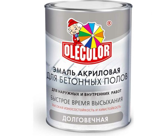 Акриловая эмаль для бетонных полов OLECOLOR серый, 10 кг 4300007691 