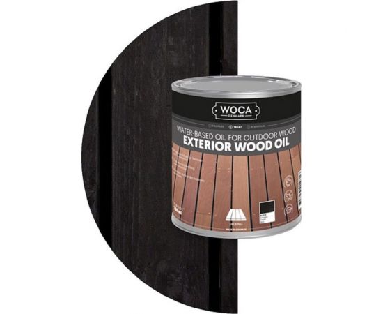Масло Woca Exterior Wood Oil для наружных работ, водная основа, Чёрный (Black), 0.75 л 617930 