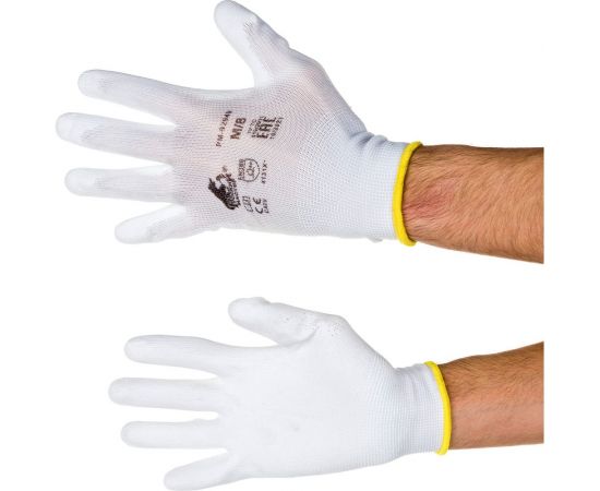 Перчатки с полиуретановым обливом Русский Мастер, белые/черные, р.M/8, 2 шт. РМ-92949 
