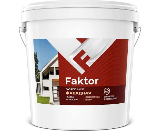 Акриловая краска ЯРОСЛАВСКИЕ КРАСКИ FAKTOR для фасадов белая, ведро 28 кг О05368 
