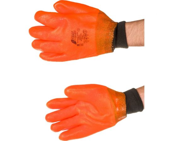 Трикотажные перчатки Nitras, х/б с ПВХ, полное нефтеморозостойкое (НМС) покрытие, джерси, оранжевые 1602 SSW-111 