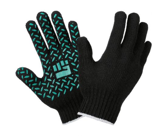 Трикотажные перчатки Фабрика перчаток, комфорт, с ПВХ, 7.5 класс, 5 нитей, черные, р.М 5-75-КОМ-ЧЕР-(M) 