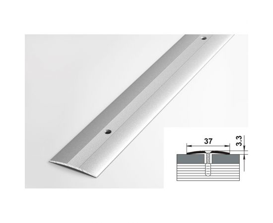 Порог прямой алюминиевый ЛУКА (37 мм, 0,9 м, порошковое покрытие, Серебро) 00000002313 – изображение 2