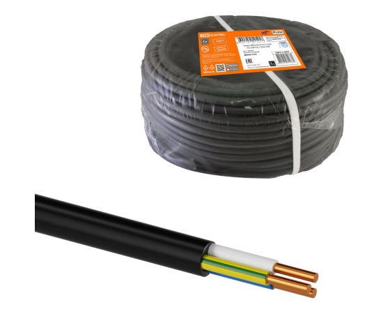 Кабель TDM ВВГнг(А)-LS 3x1,5 ок(N, PE)-0,66 ГОСТ (50м) SQ0117-0447 – изображение 2