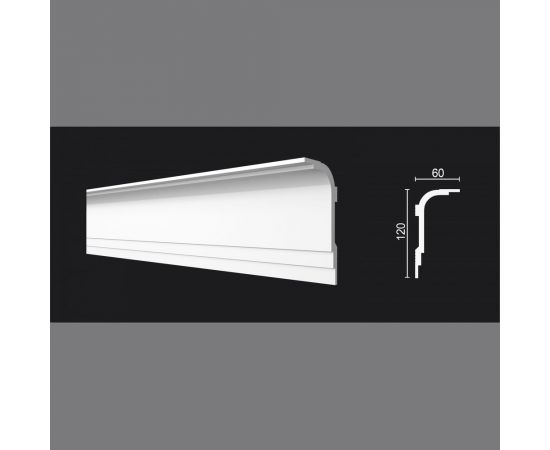 Потолочный карниз Decor-Dizayn ударопрочный влагостойкий под покраску 120Х60Х2000 мм DD516 – изображение 2