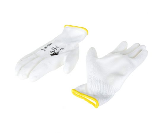 Перчатки с полиуретановым обливом Русский Мастер, белые/черные, р.M/8, 2 шт. РМ-92949 – изображение 3