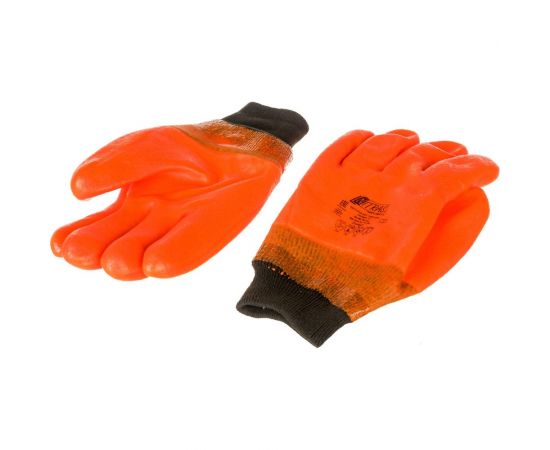 Трикотажные перчатки Nitras, х/б с ПВХ, полное нефтеморозостойкое (НМС) покрытие, джерси, оранжевые 1602 SSW-111 – изображение 3