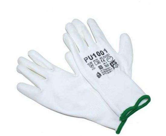 Перчатки с полиуретановым обливом Русский Мастер, белые/черные, р.S/7, РМ-92932 