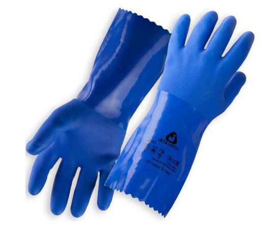 Защитные химические перчатки с покрытием из ПВХ Jeta Safety, синие, размер XL/10, JP711-XL 