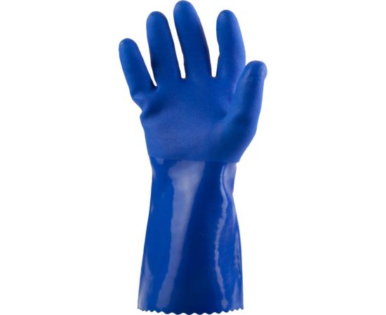 Защитные химические перчатки с покрытием из ПВХ Jeta Safety, синие, размер XL/10, JP711-XL – изображение 2
