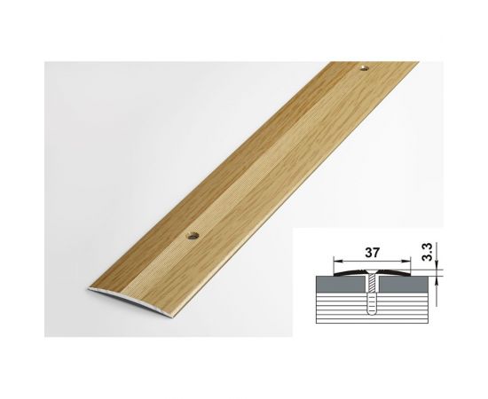 Порог прямой алюминиевый ЛУКА (5 шт, 37 мм, 2,7 м, декоративный, Дуб светлый) УТ000022308 – изображение 2