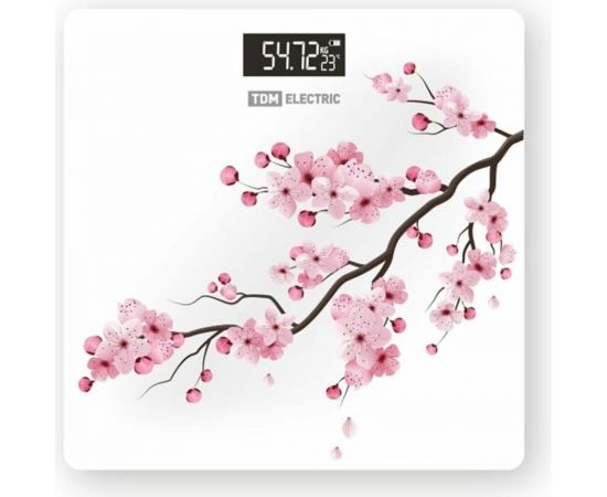 Электронные напольные весы TDM Сакура, стекло, деление 0,01 кг, макс. 180 кг, 28x28 см SQ4012-0001 – изображение 2