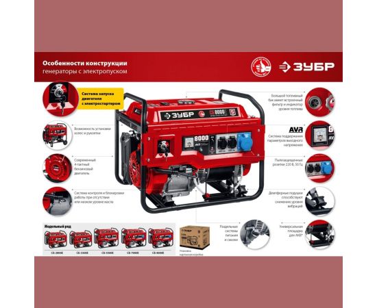Бензиновый генератор ЗУБР с электростартером, 3300 Вт СБ-3300Е – изображение 21