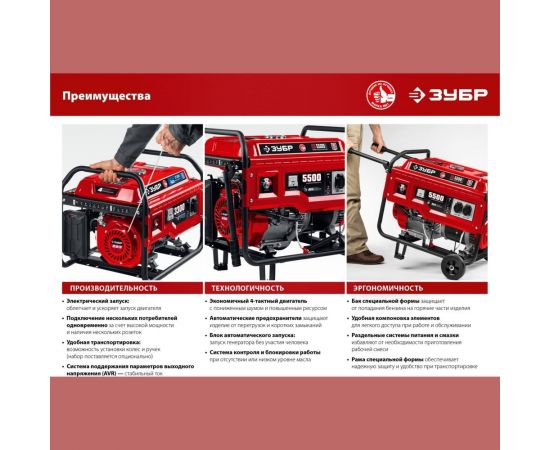 Бензиновый генератор ЗУБР с электростартером, 3300 Вт СБ-3300Е – изображение 22