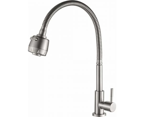 Кран для питьевой воды, для фильтра OUTE с гибким изливом, однорычажный, матовый хром, нержавеющая сталь 304 SUS T6203-S02 