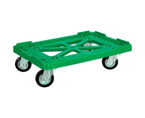 Тележка Тара.ру п/э 600х400 чёрные резиновые колёса, зелёный 08167 