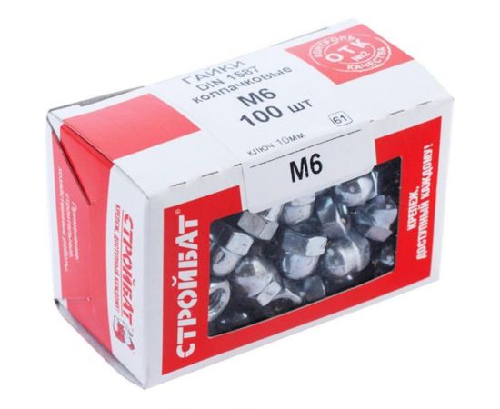 Колпачковая гайка Стройбат DIN1587 М 6 белый цинк 100 шт 307680 – изображение 2