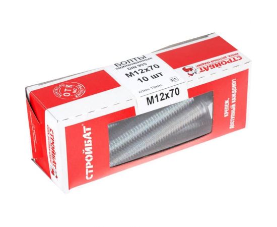 Оцинкованные болты Стройбат DIN 933 М12х70 10 шт. 2630070/272591 – изображение 2
