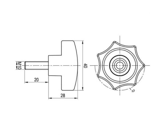 Звездообразная ручка EMES с наружной резьбой BKC401020 – изображение 3