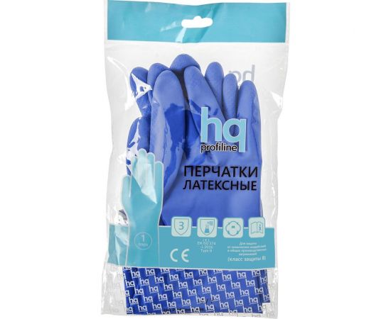 Латексные многоразовые перчатки HQ profiline синие, р. L 74735 – изображение 5