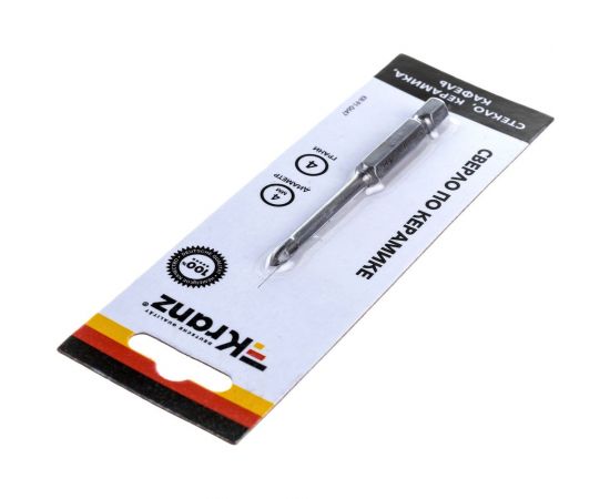 Сверло по стеклу и керамике 4 мм, 4 грани, шестигранный хвостовик KRANZ KR-91-0647 – изображение 6