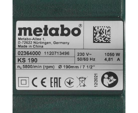 Дисковая пила Metabo KS 190 602364000 – изображение 6