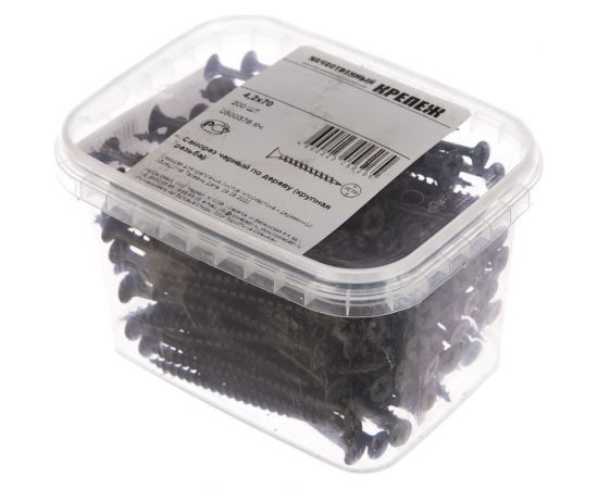 Саморез Качественный Крепеж 4,2х70 потай, крупная резьба, оксид 200 шт 0500376 КЧ – изображение 6