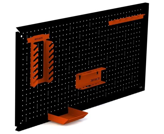 Металлическая перфопанель ООО Металекс Metalex 600x1400 чёрная с комплектом аксессуаров PRCHA60140 