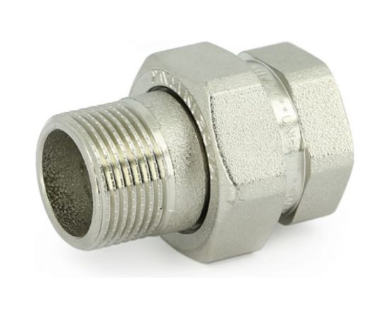 Разъемное соединение Uni-Fitt НВ 1/2"", прямое, с плоской прокладкой, никелированная латунь 656N2000 
