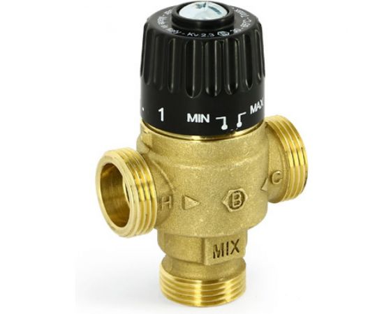 Термосмесительный клапан Uni-Fitt Н 3/4M, 30-65град.С, смешение в центр, латунный 353G2230 
