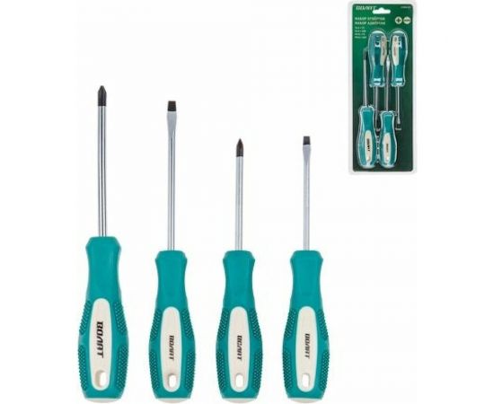 Набор отверток ВОЛАТ 4 шт., SL4x75,SL5x100,PH1x75,PH2x100 17085-04 