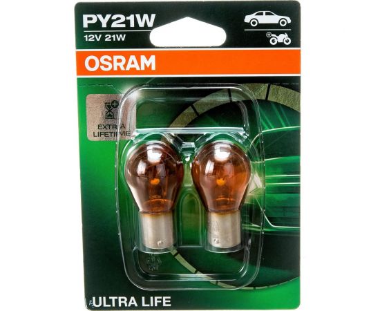 Автолампа, блистер, 2шт. OSRAM PY21W BAU15s YELLOW ULTRA LIFE 12V /1/10/50 7507ULT-02B 