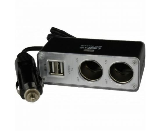 Разветвитель прикуривателя Nord-Yada 2 гнезда 2 USB провод 58 см, с индикат. 907342 