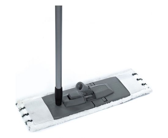 Швабра для влажной уборки InLoran плоская, микрофибра, серая, 44х13 см, телескопическая ручка 71-120 см, арт. BS-012P – изображение 2