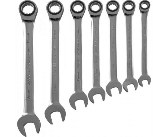 Набор трещоточных комбинированных ключей 10-19мм Jonnesway W45107S – изображение 2