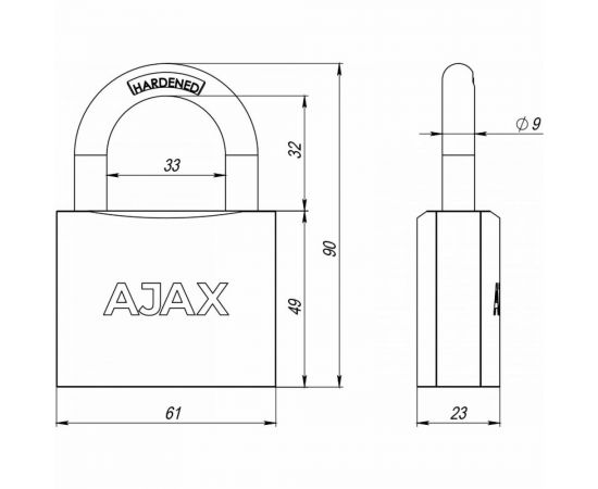 Навесной замок AJAX PD-01-63 англ. 3 кл., коробка 42241 – изображение 3