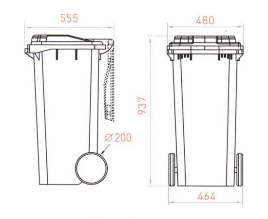 Мусорный контейнер Дигрус 120 л., красный 23.С29-К/Д – изображение 3