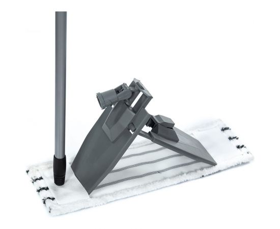 Швабра для влажной уборки InLoran плоская, микрофибра, серая, 44х13 см, телескопическая ручка 71-120 см, арт. BS-012P – изображение 4