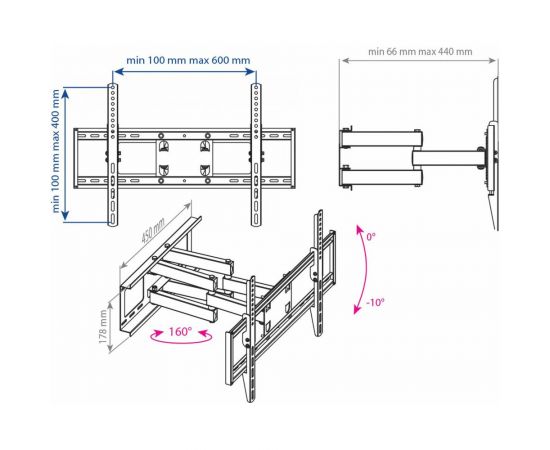 TV кронштейн Kromax OPTIMA 409 black 24050 – изображение 5