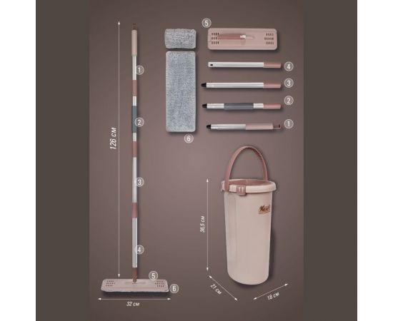 Система для уборки KRAFT Light Mop швабра, ведро с отжимом, 2 насадки KT 835801 – изображение 7