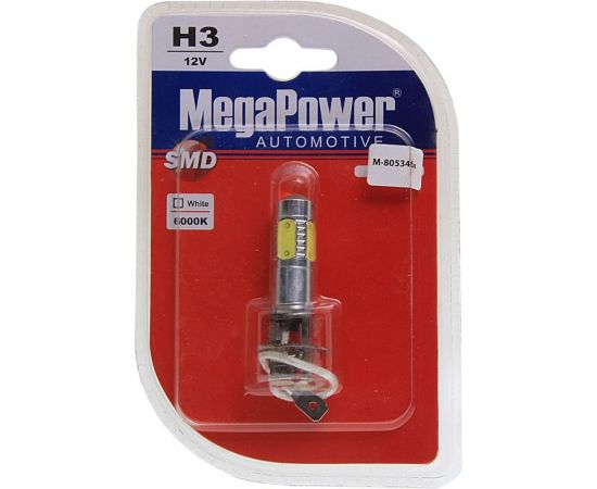 Автолампа H3 PK22s 5 SMD MEGA WHITE 6000K 400лм 12V 1 10 100, блистер MEGAPOWER 80534 