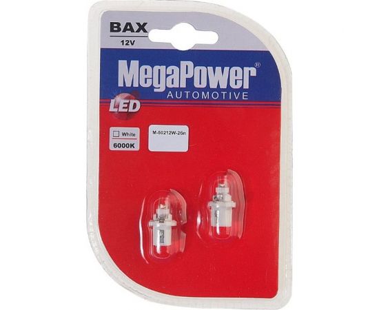 Автолампа T5 W2х4.6d с патроном B8.5d 1 LED CONE WHITE MEGAPOWER M-50212W-2бл 