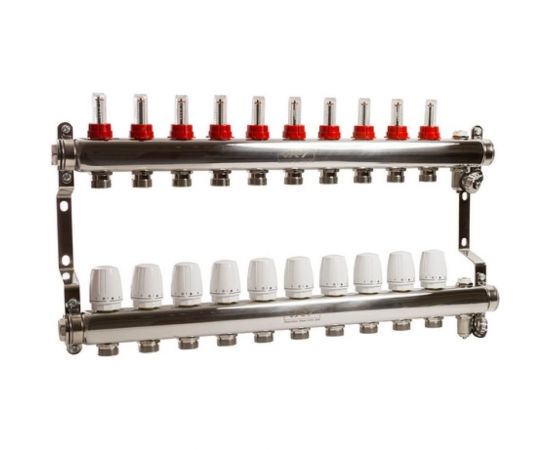 Коллекторная группа VRT 1""х3/4"", евроконус, 10 выходов, c расходомерами 530138 
