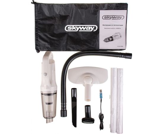 Пылесос SKYWAY ТАЙФУН 6000 Па, 80 Вт, 11.1 В, с подсветкой, беспроводной, 2 насадки, шланг, в сумке S10801004 