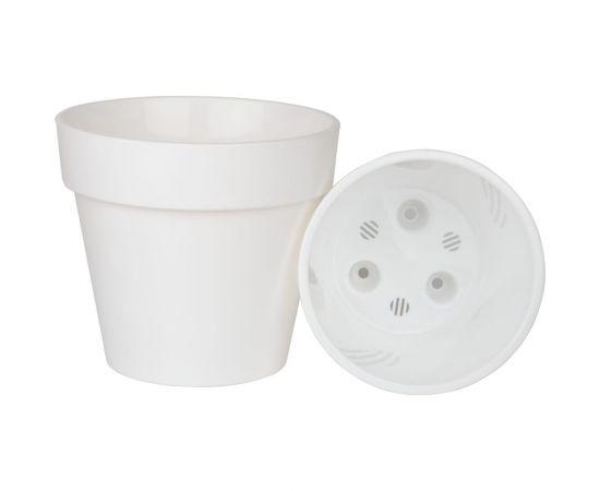 Пластиковый горшок liveingreen Протея 6 л, белый, с вкладкой, диам. 23.5 см, высота 22.5 см ПР25-10 