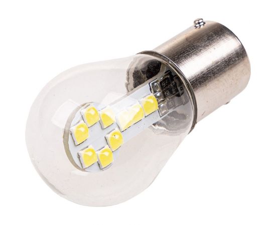 Автолампа SKYWAY диод S25 P21W 12V 9SMD BA15s 1-конт Белая зад��ий ход, повороты S08201429 