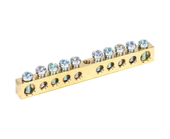 Шина PEN земля-ноль REXANT 6x9 мм 10/1 10 групп/крепеж по центру 11-2359 