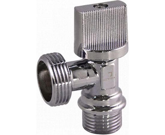 Шаровой угловой кран для бытовых приборов СТМ 1/2х3/4"", ш/ш, c отражателем бабочка, хром CAMV1234 