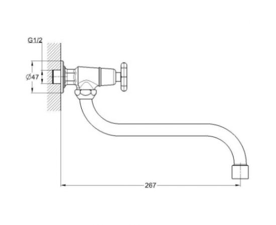 Настенный смеситель на одну воду Solone JIK13-A102-A – изображение 2